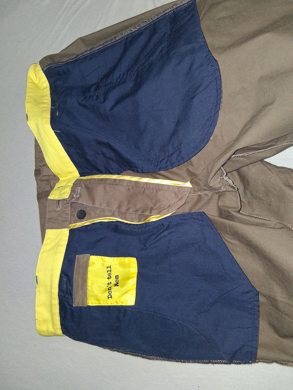 *RARE* SIZE 36 Men's Brown Chinos with Navy Pocketing and Yellow Trim